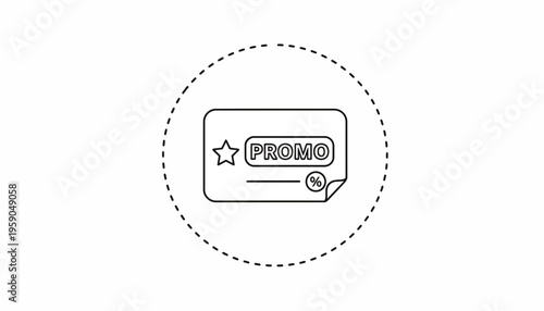 Promo coupon icon, discount offer, special promotion, marketing symbol, percentage sign