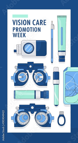 Promotional Poster for Vision Care Week Featuring Eye Examination Instruments