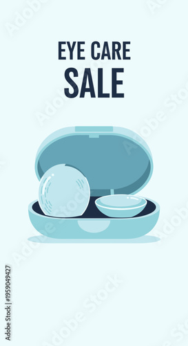 Promotional Visual for Eye Care Products Featuring Contact Lenses in Their Storage Container