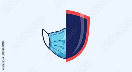 Protection From Airborne Threats: Mask And Shield Symbolizing Safety And Defense