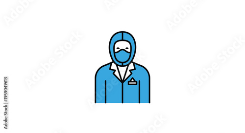 Protection Gear Clad Figure In Suit, Mask and Hood Depicted In Vivid Vector Style
