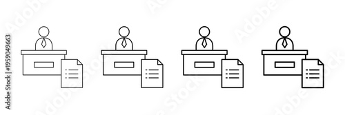 Office Administration Icons Vector Set In Different Stroke Line Style