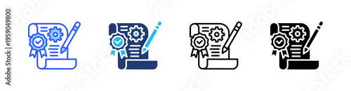 Quality Management Multi Style Icon Set Vector 