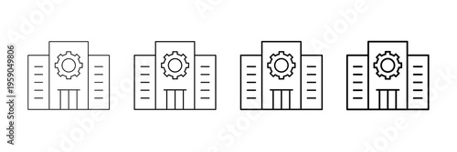 Office Management Icons Vector Set In Different Stroke Line Style