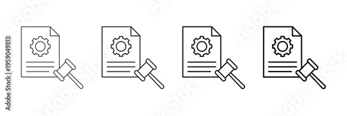 Policy Management Icons Vector Set In Different Stroke Line Style