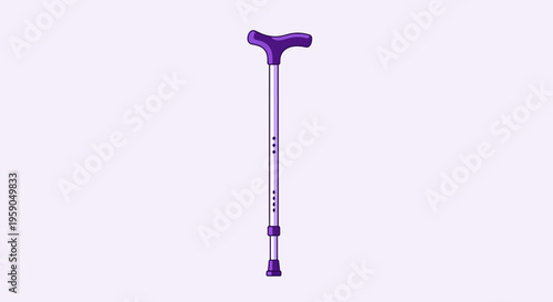 Purple Walking Cane: Assistance Aid, Support, Mobility, and Independence Illustration