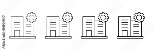 Office Control Icons Vector Set In Different Stroke Line Style