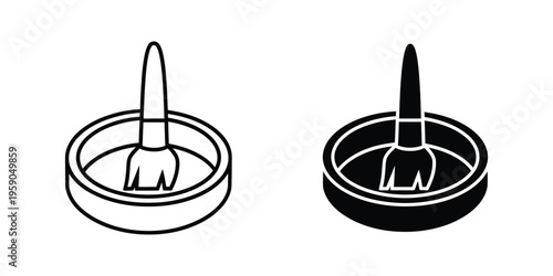 Comparison of a white and black silhouetted kitchen whisk attached to round handles