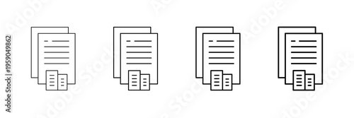 Office Documentation Icons Vector Set In Different Stroke Line Style
