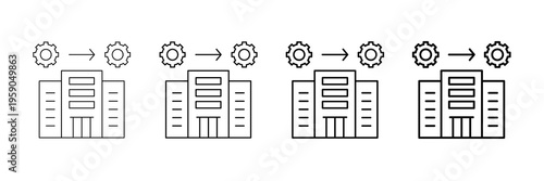 Office Operations Icons Vector Set In Different Stroke Line Style