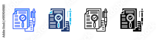 Document Control Multi Style Icon Set Vector 