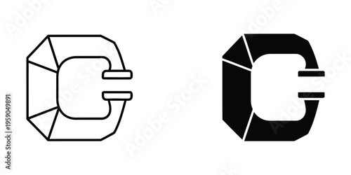 Geometric and solid versions of the letter g with a horizontal bar through it
