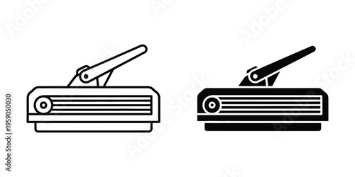 Two different types of modern projectors with their shutters open and closed