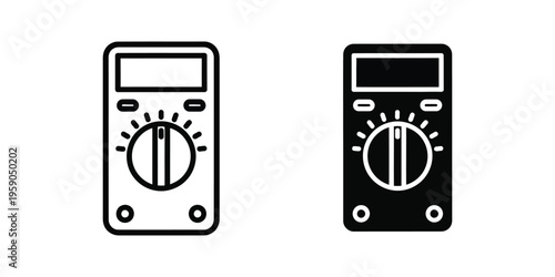 Black and white illustration of analog multimeter devices with contrasting backgrounds