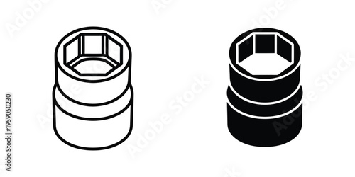 Comparison of a standard socket and a filled hex socket illustration