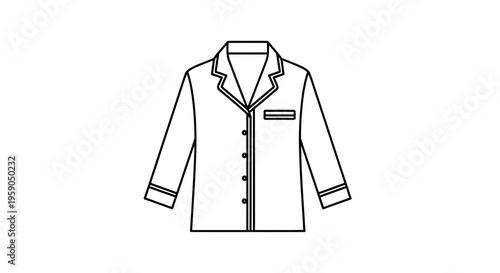 Pajama Shirt Icon, Sleepwear Top, Loungewear Clothing, Simple Line Art