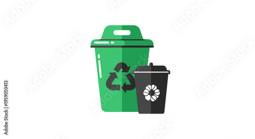 Recycling Bins Depicting Environmental Preservation And Waste Management Practices