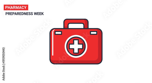 Red First Aid Kit Icon for Pharmacy Preparedness Week and Healthcare Illustration