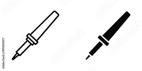 Two contrasting pens with different tip designs shown in black and white