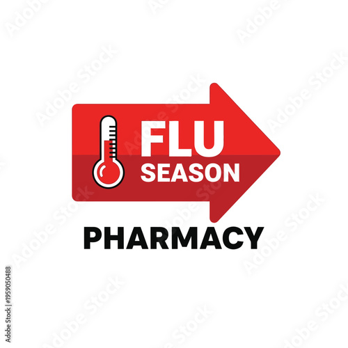Red Arrow Flu Season Pharmacy Symbol Illustrating Health and Wellness Remedies