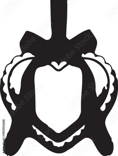 Vintage candy apple silhouette with bow, caramel dipped apple vector icon, sweet autumn treat illustration for fall festivals and halloween