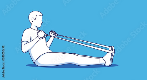 Resistance Band Exercise Illustration Depicting Strength Training and Body Fitness