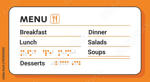 Restaurant Menu Sign Featuring Braille For Visually Impaired Customers Design