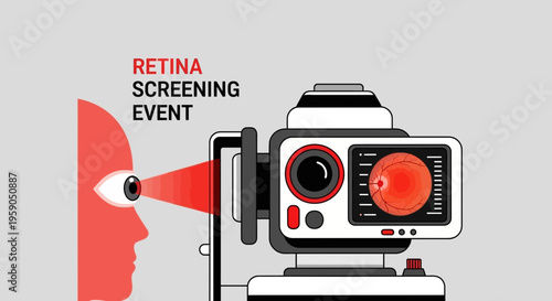 Retina Screening Event Depicted Through Detailed Medical Illustration For Healthcare Purpose