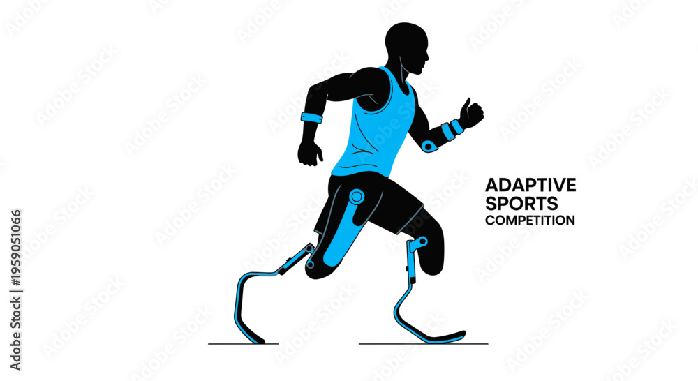 Fototapeta premium Runner Utilizing Prosthetics Demonstrates Adaptive Sports Movement And Perseverance