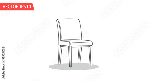 Modern Dining Chair Line Art Vector Illustration Isolated on White Background