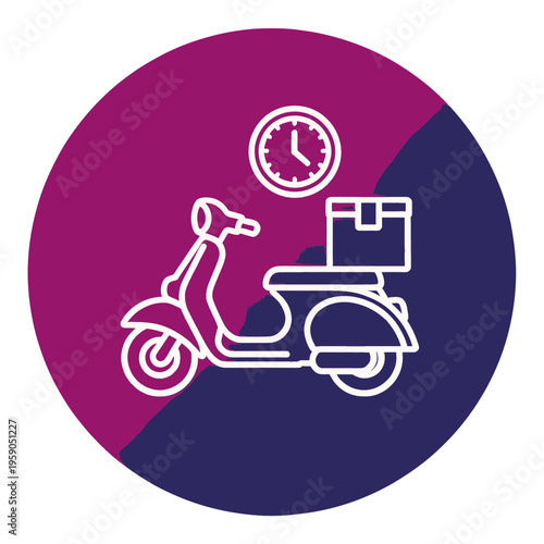 Delivery Scooter With Clock Icon for App UI