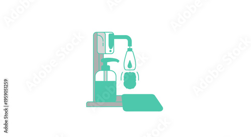 Sanitizer Dispenser Symbolizing Hygiene and Health in a Minimalist Vector Style