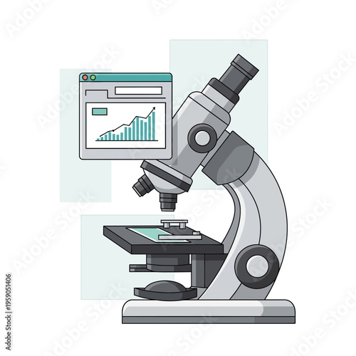 Scientific Discovery: Digital Microscope Analyzing Data, Medical Research, Scientific Innovation