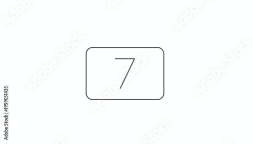 Number 7 Icon on White Background - Minimalist Graphic Element