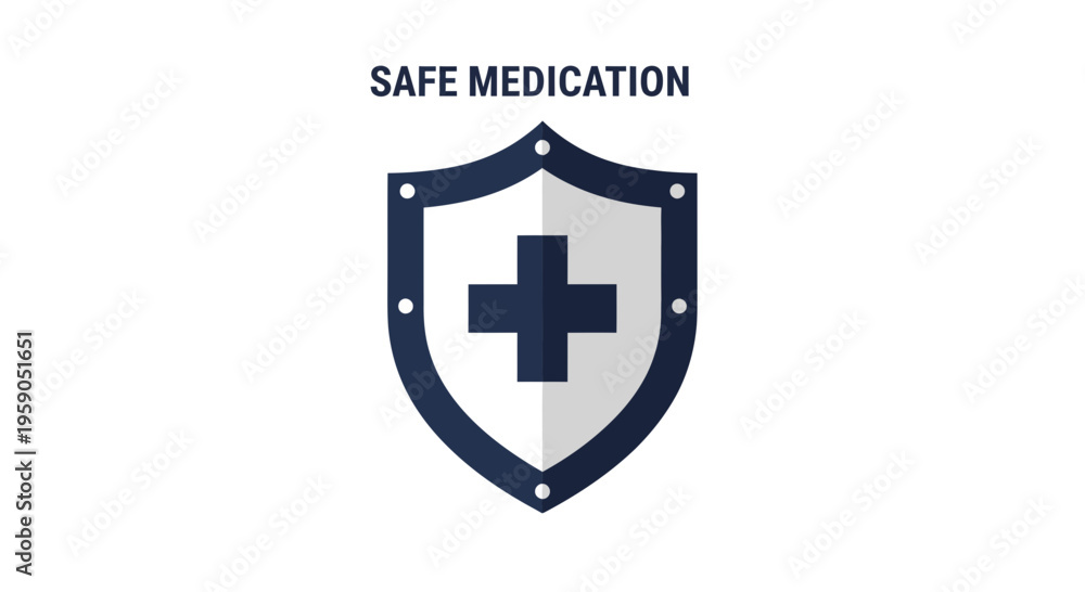 Fototapeta premium Shield Icon Representing Safe Medication And Healthcare Concepts In Modern Design
