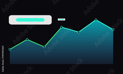 A digital line chart representing financial growth trends with a sleek modern user interface design