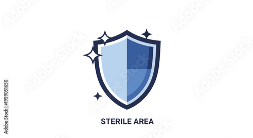 Shield Icon Representing Sterile Area, Protection, And Safety In A Modern Design Style