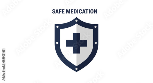 Shield Icon Representing Safe Medication And Healthcare Concepts In Modern Design