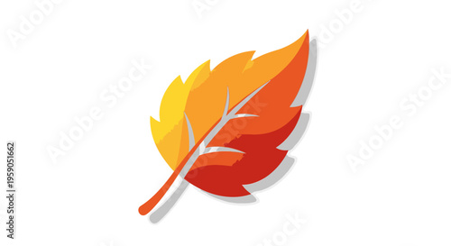 Colorful Orange Red Yellow Leaf Icon.