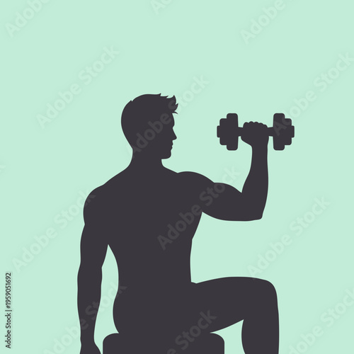 Silhouette Of A Muscular Person Lifting A Dumbbell Depicting Strength And Fitness
