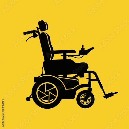 Silhouette Of A Motorized Wheelchair On A Yellow Backdrop Depicting Mobility Aids