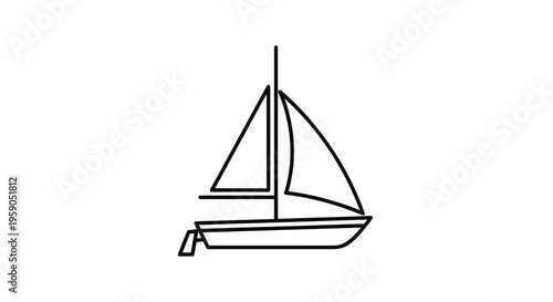Minimalist Line Art Sailboat on White Background