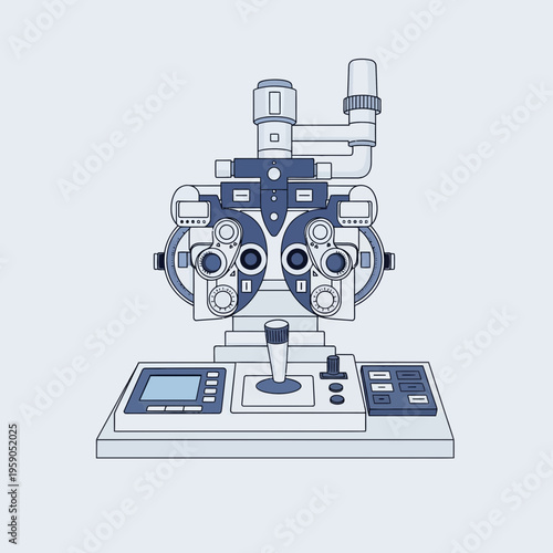 Sophisticated Illustration of Ophthalmic Equipment for Detailed Eye Examination and Diagnosis