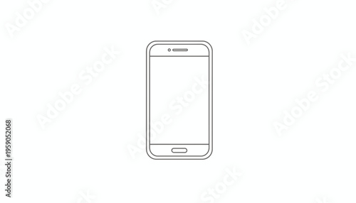 Minimalist outline of a modern smartphone on a white background