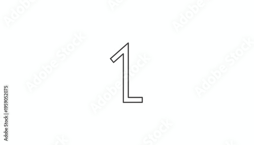 Minimalist Outline of the Number One on White Background
