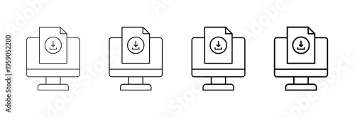 File Download Icons Vector Set In Different Stroke Line Style
