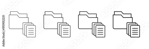 File Archive Icons Vector Set In Different Stroke Line Style