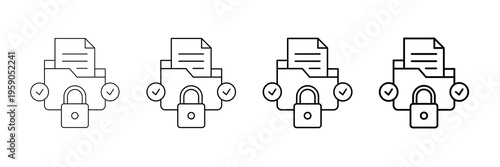 File Lock Icons Vector Set In Different Stroke Line Style