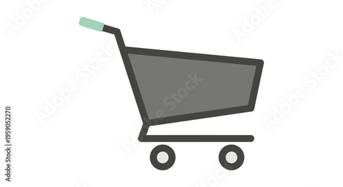Shopping cart icon on wheels.
