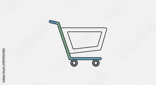 Shopping cart on wheels isolated.
